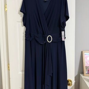 R&M Richards Navy Maxi Dress with Embellished Waist